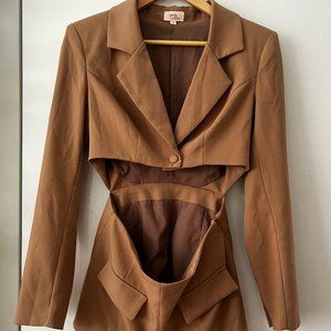 Camila Coelho Tan Romper Cut Out